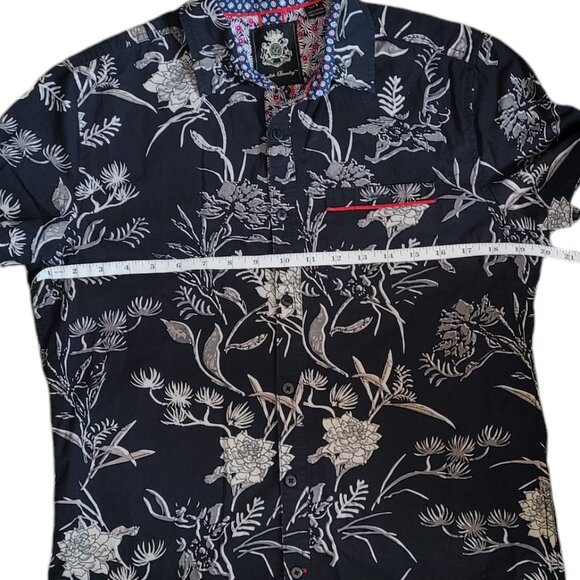 Men's English Laundry Black button floral short sleeve shirt Size S - Picture 5 of 8